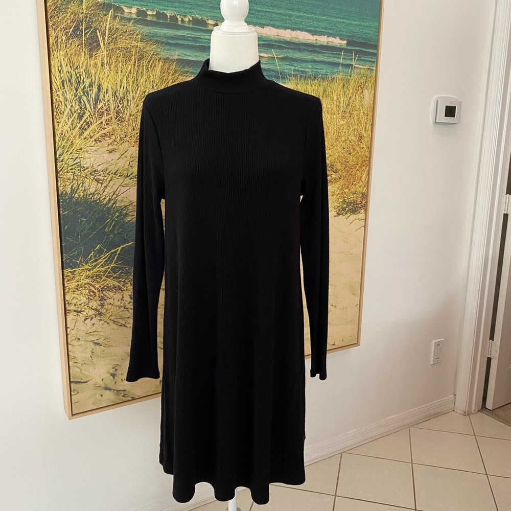 Gap Mock Neck Black Swing Dress